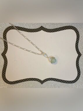 Light Blue aquamarine crystal Teardrop Pendant Necklace